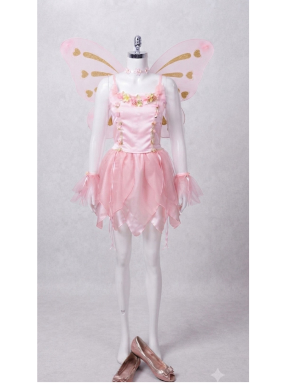 Enchanting Pink Fairy Costume Set with glittery pink Flats